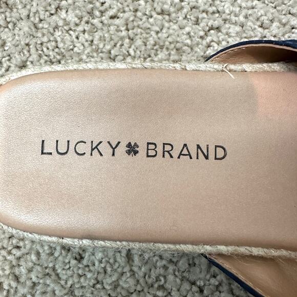 LUCKY BRAND | Gayte Navy Blue Gingham Espadrille Slide Sandals | Size Women’s 9 - Picture 6 of 8